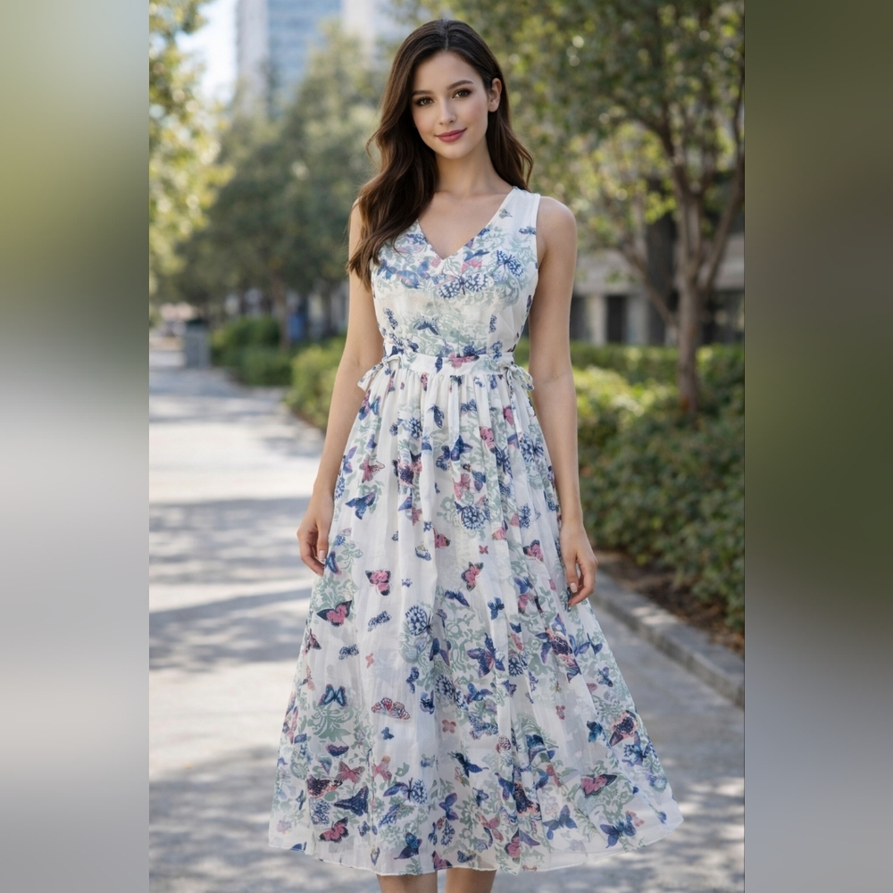 Women's Elegant Floral Butterfly Maxi Dress
